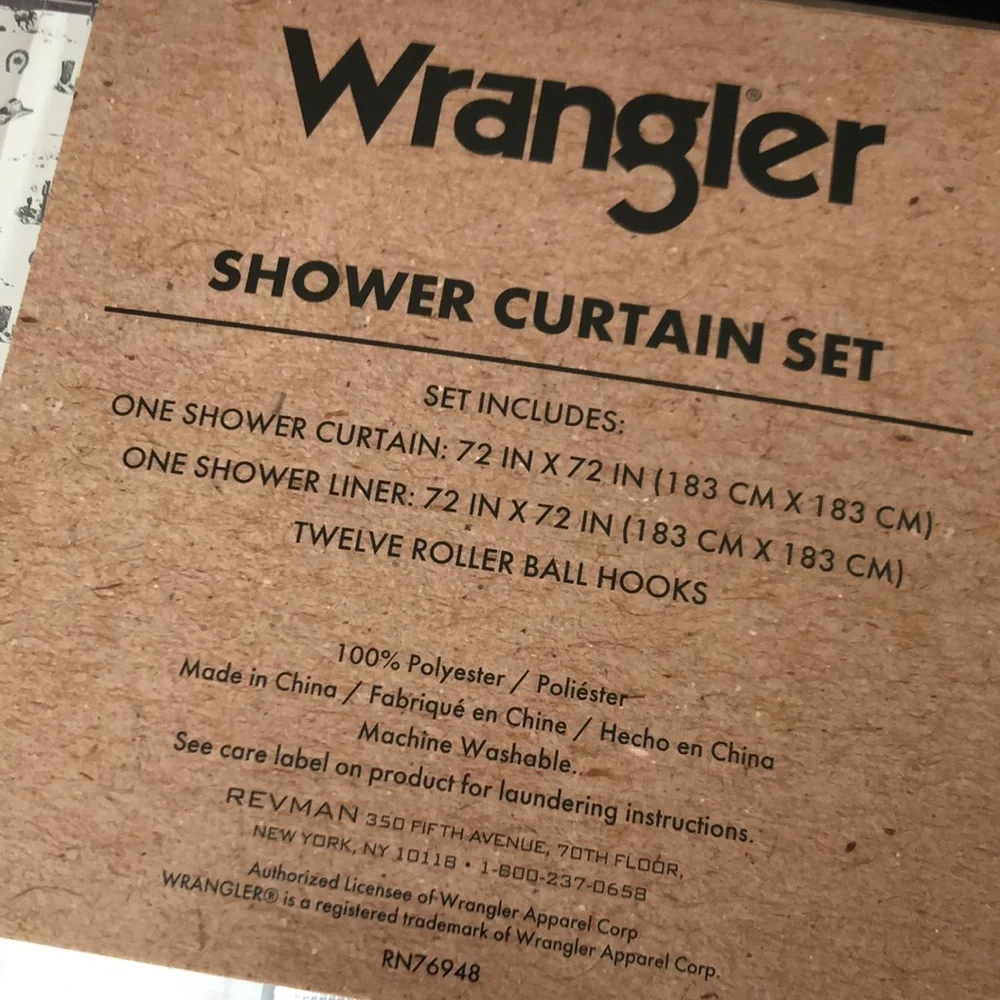 Wrangler White and Green Western COWBOY Rodeo Shower Curtain Set